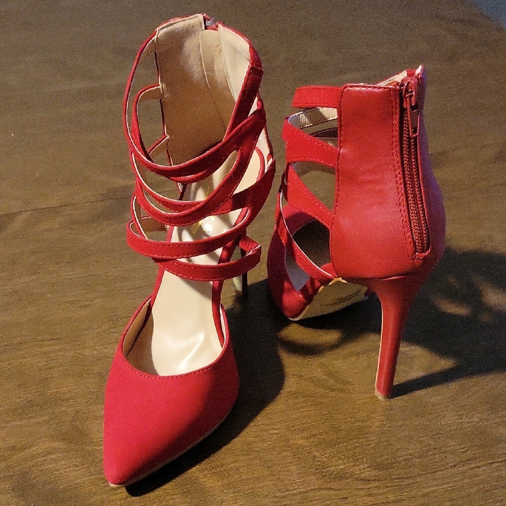 Glaze Red Strappy Heels